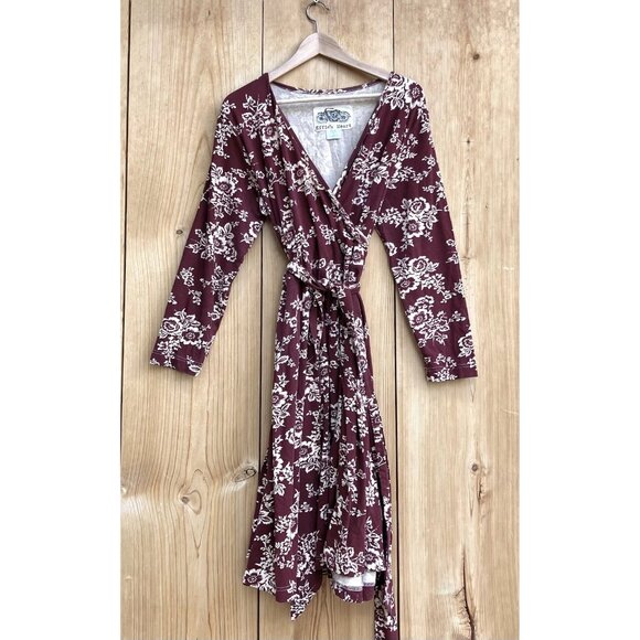 Effie’s Heart Burgundy Floral Wrap Dress Sz 1X - Picture 1 of 6